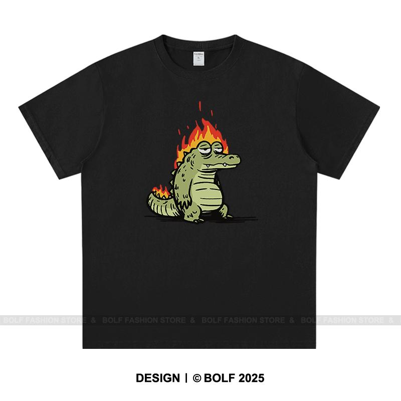 Cute Cartoon Alligator Printed Unisexs Tshirt 100 Cotton Oversized Funny Animal Graphic Tees For Unisex Summer Casual Tops