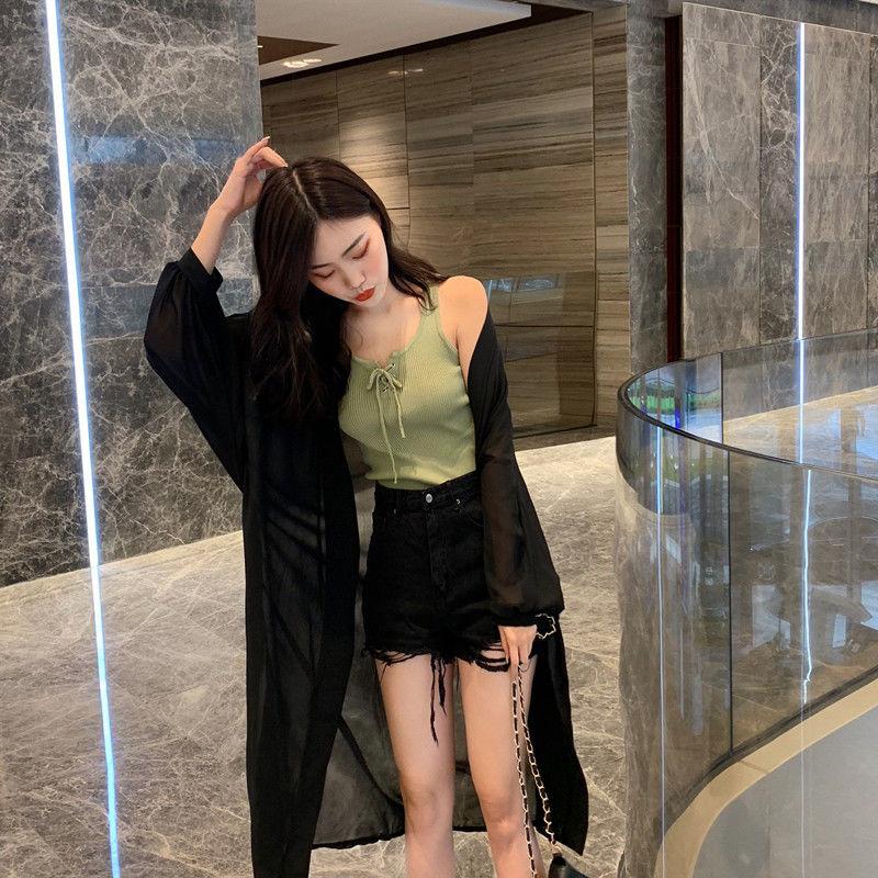 Женский пляжный солнцезащитный кардиган с рукавами «летучая мышь», шаль больших размеров, свободный внешний шифон с длинными рукавами, сплошной цвет до середины икры