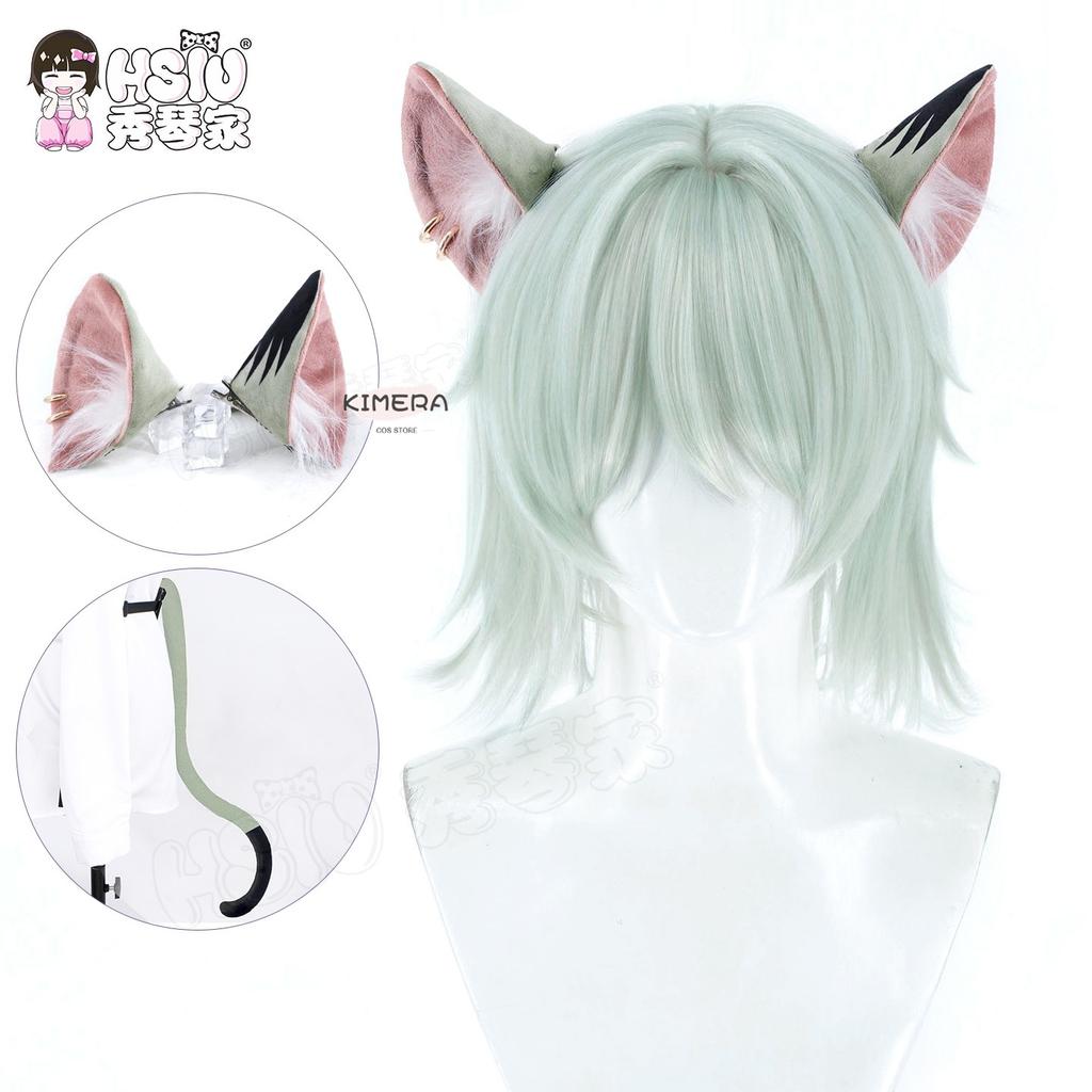 Chainsmoker Cat Yaniko Satou Cos Wig Mixed Fluffy Fiber Hair With Cat Ears Yani Neko Anime Hairpiece Comic Con Halloween Cosplay