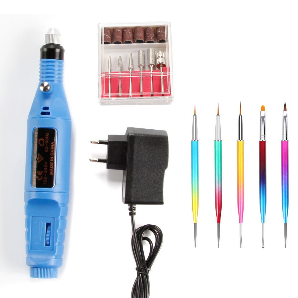 Профессиональная электрическая дрель для ногтей, дизайн ногтей, точечная ручка, набор сверл для педикюра, оборудование для дрели для ногтей, инструменты