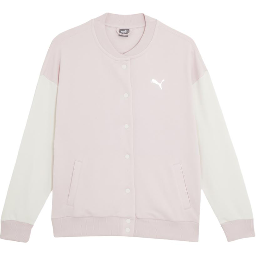 Puma Silver Single-Breasted Color-Block Drop Shoulder Long Sleeve Baseball Jacket Women Jackets Pink 628881-38