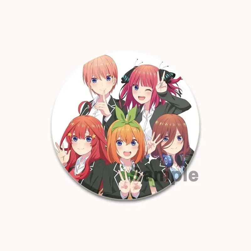 32/44/58MM Anime Ichika Nino Miku Yotsuba Itsuki Badge Cartoon Round DIY Brooch for Clothing Backpack Coat Decorative Accessories