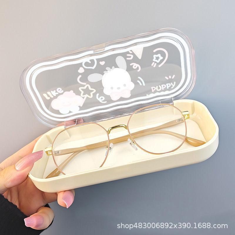 Internet celebrity hot-selling cute cartoon ins style transparent wave glasses case portable high-value storage box for women