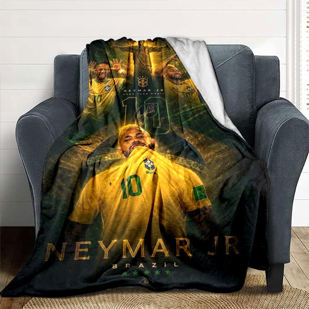 Neymar Jr Brasil Print Flannel Blanket High Quality Warm Comfortable Cover for All Seasons Perfect for Gifts Home Decor