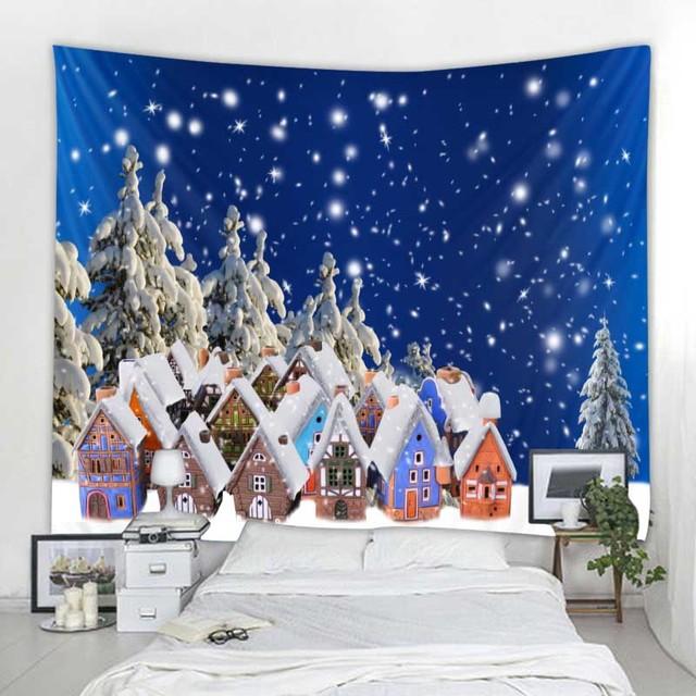 Рождественские украшения гобелен Санта-Клаус снежная сцена настенный подвесной хиппи фантазия сцена фон ткань богемное украшение дома