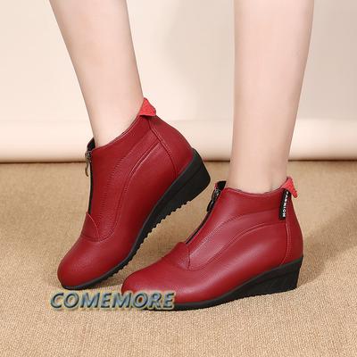 Зимние женские сноубутсы на платформе и танкетке, зимние теплые меховые повседневные туфли на молнии, женские ботильоны, ботильоны женские, круглый носок, большой размер 42