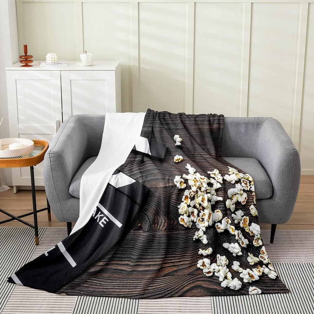 Popcorn All Season,Bed Blanket Cinema Poster Blanket, for Kids Boys Girls Teens Decor Movie Theater Food Blanket Home Decor