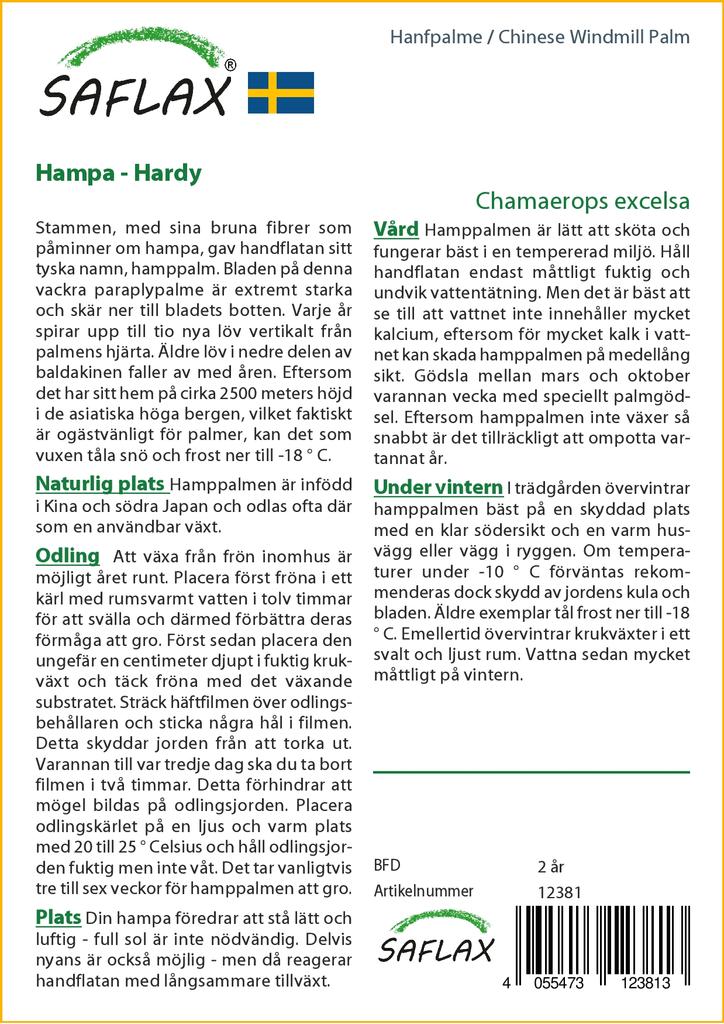 SAFLAX Пальма китайской ветряной мельницы - 10 семян - С горшечным субстратом для лучшего выращивания - Chamaerops excelsa