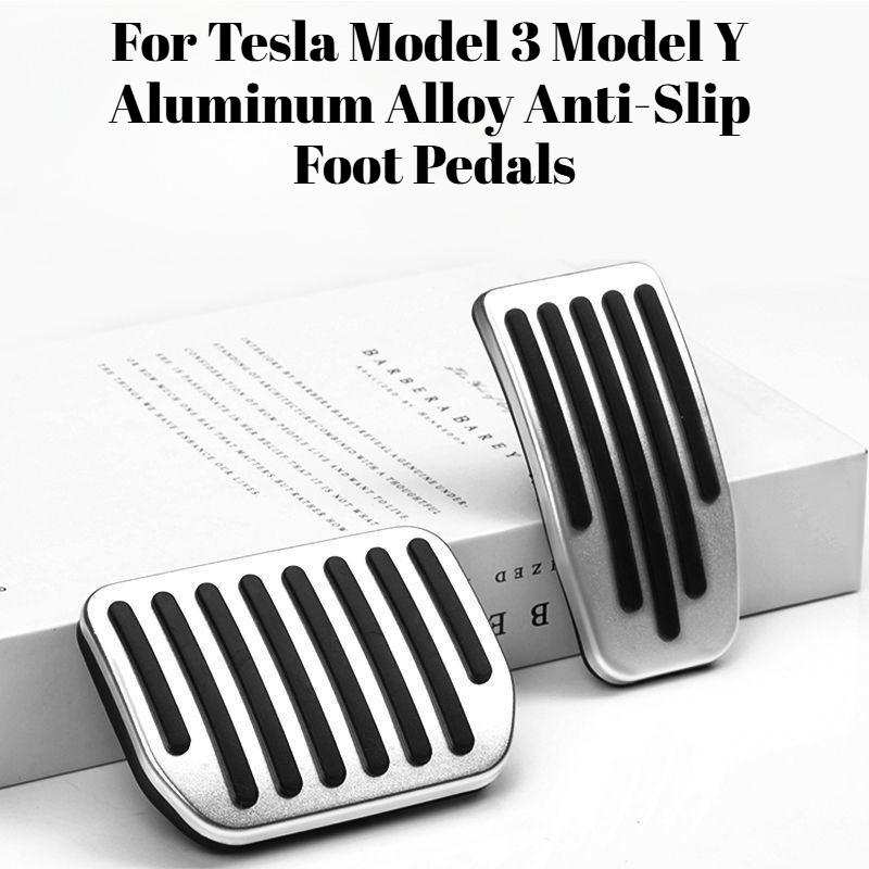 Для Tesla Model 3 Model Y Набор алюминиевых противоскользящих педалей тормоза, газа, акселератора, подставки для ноги Черный Автоаксессуары