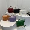 Fashionable Solid Color Bag for Women's New Winter Diamond Candy Color Hand-held One Shoulder Crossbody Bag Simple Small Square Bag