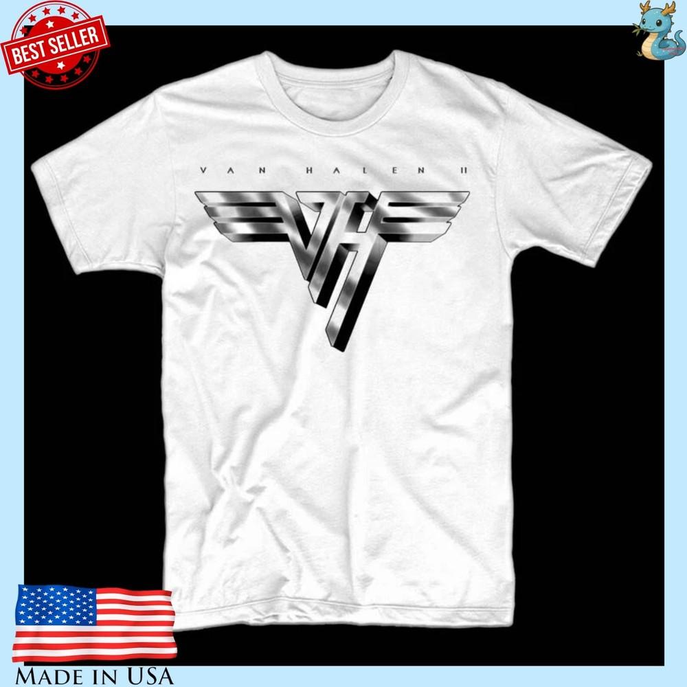 Classic Rock Van Halen Logo Shirt Vintage Reprint Band Graphic Tee Natural Unisex T-Shirt