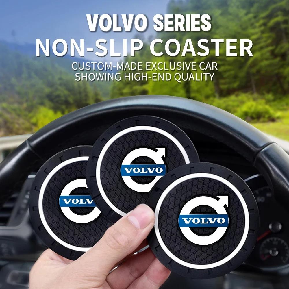 2Pcs Silicone Car Coaster Water Cup Slot Mat Anti-slip Pad For Volvo XC90 V90 V60 XC60 V40 S80 S60 S90 C40 XC40 V70 XC70