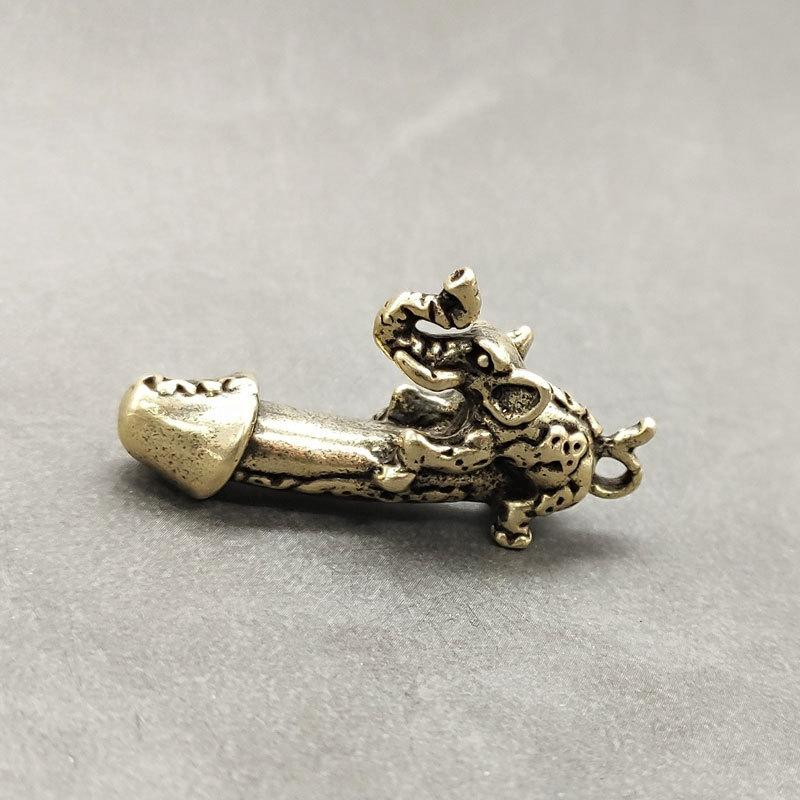 Латунная статуя мужского пениса слона, миниатюрный домашний декор, мужские гениталии