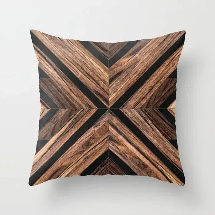45x45cm Creative Wood Texture Marble Pillowcases Fashion Geometric Cushions Case Farmhouse Home Decor Sofa Couch Throw Pillows
