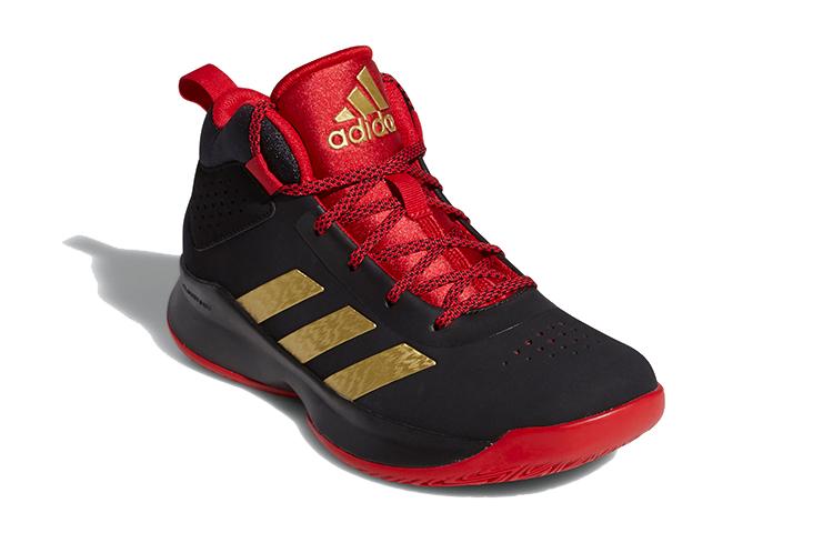 adidas Кросс Эм Ап 5 Дышащие Средние Винтажные Баскетбольные Кроссовки Черно-Красные Золотые Детские FZ1475