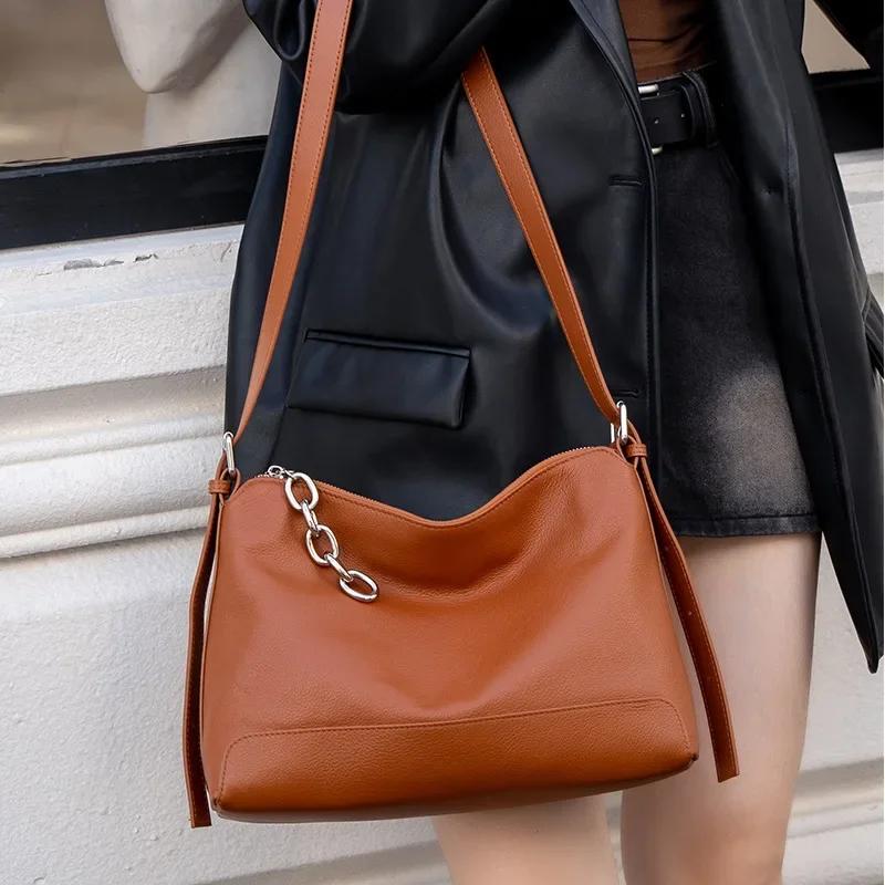 Leather Luxury Women Handbags Ladies' Temperament Shoulder Bag Winter New Style Versatile Crossbody Bag Women's Hobo