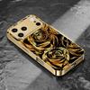 Роскошный черный и золотой чехол для телефона с изображением розы для iPhone 17 Pro Max, чехол для iPhone 17 16 15 14 13 12 11 Pro Plus