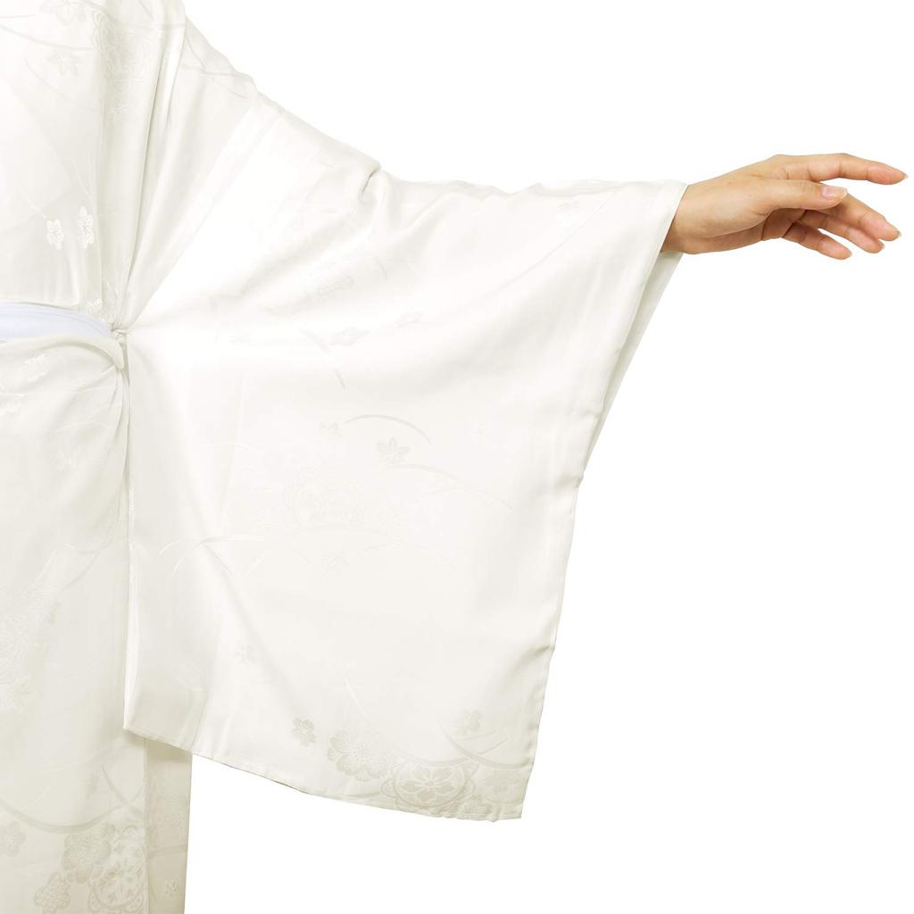 Длинный чистый с землей половина с гербом для женщин белый герб [Kyoetsu] нижнее белье, шелк, герб, воротник, вырез, (L, (нет выреза))