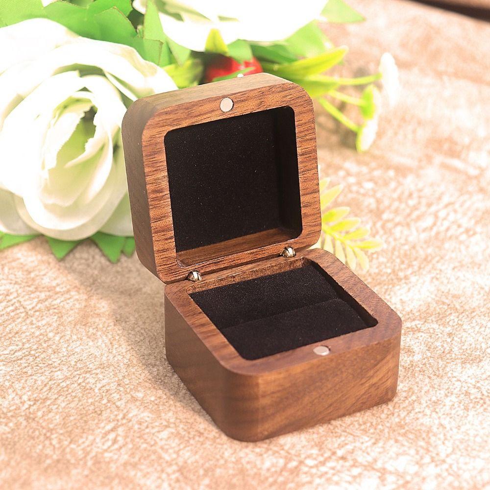 Square Rings Bearer Box 1/2 Slots Jewelry Organizer Simple Rings Display Case Propose