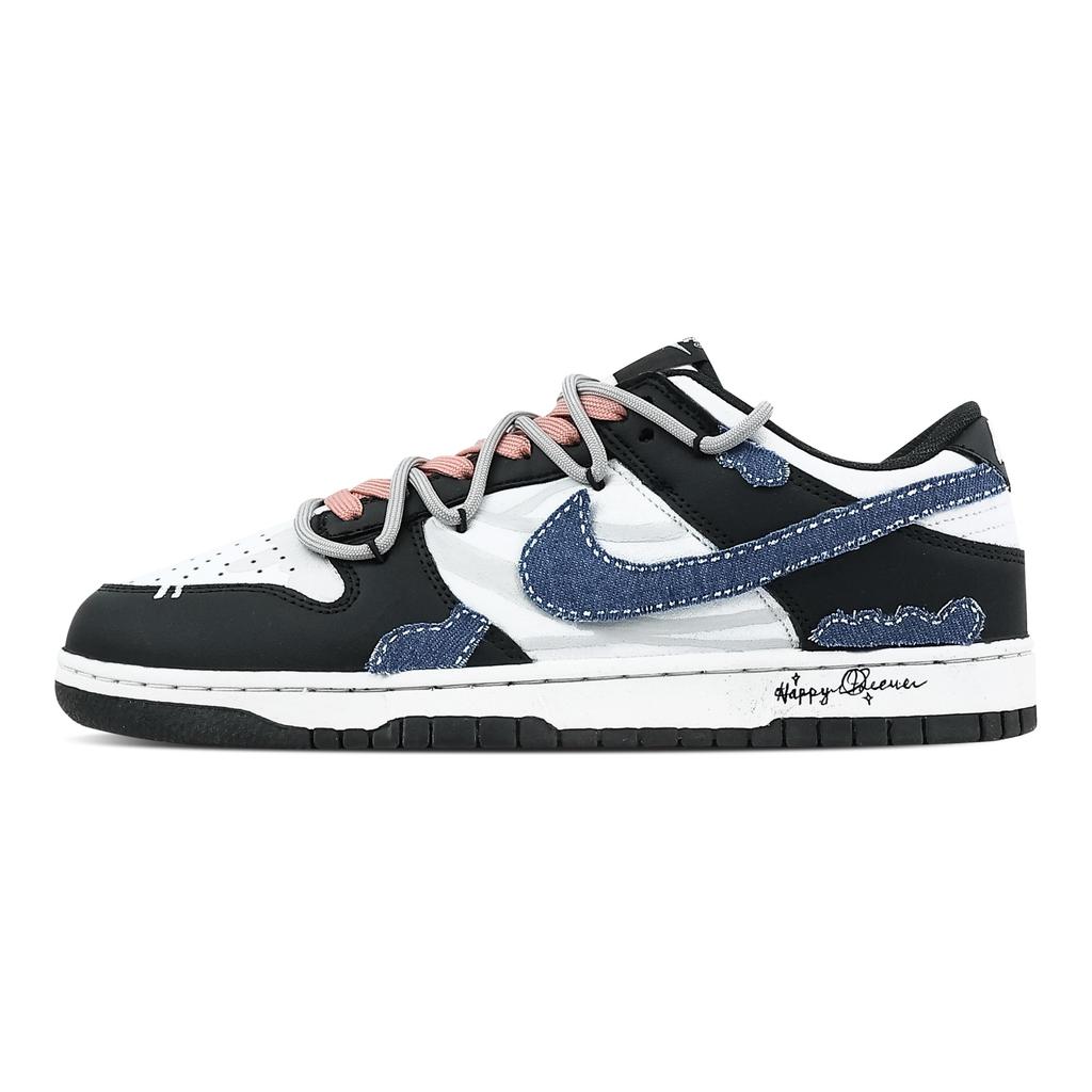 Nike Dunk Ox Заказ 1 Нескользящие Износостойкие Низкие Кеды для Скейтборда Унисекс Черный Белый HF5441-100(Команда773-1)