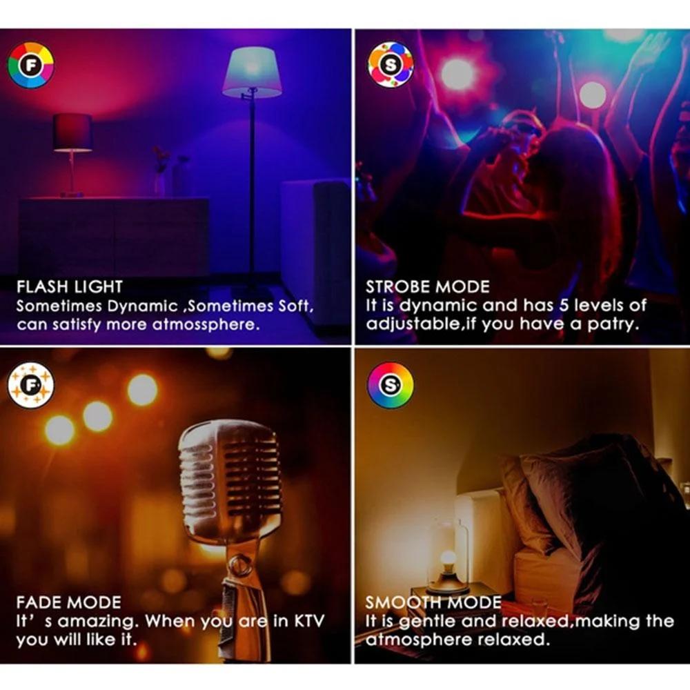 E27 RGBW Светодиодная лампа 4 Вт 10 Вт 15 Вт Лампада Сменная красочная 24-клавишная светодиодная лампа RGB с ИК-пультом дистанционного управления 85-265 В