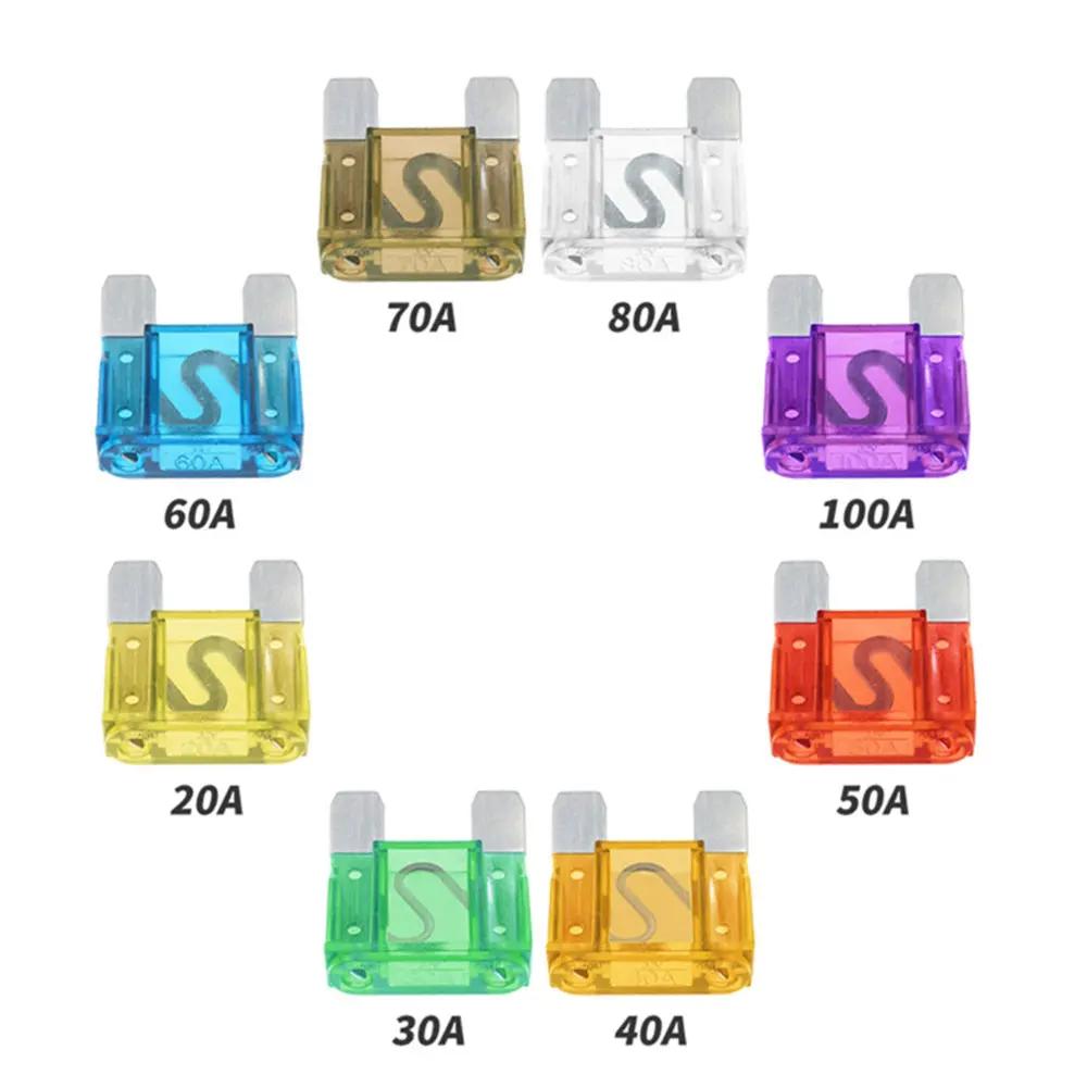 Large Fuse 10pcs Aluminum Car Blade Fuse Kit for Car Boat Auto Accessories Size 20A 30A 40A 50A 60A 70A 80A 100A