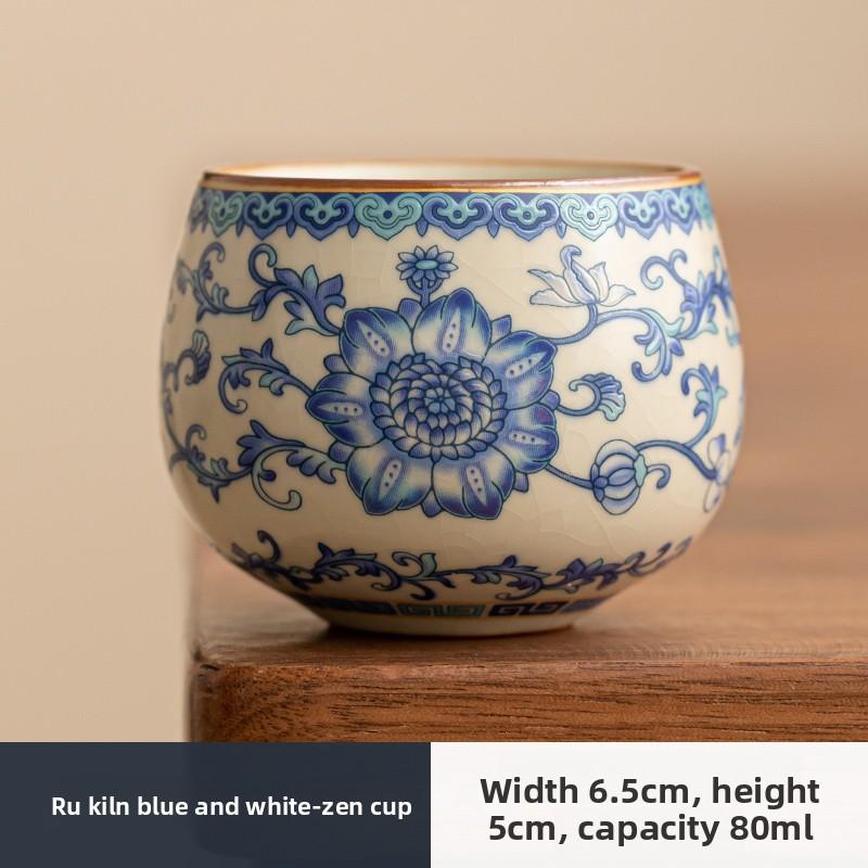 Ручная роспись, печной синий, бело-синяя чашка для пуэра, чайная чашка, одинарная керамическая мастер-чашка, личная, особенная, простая чашка для дегустации чая, набор для чая кунг-фу