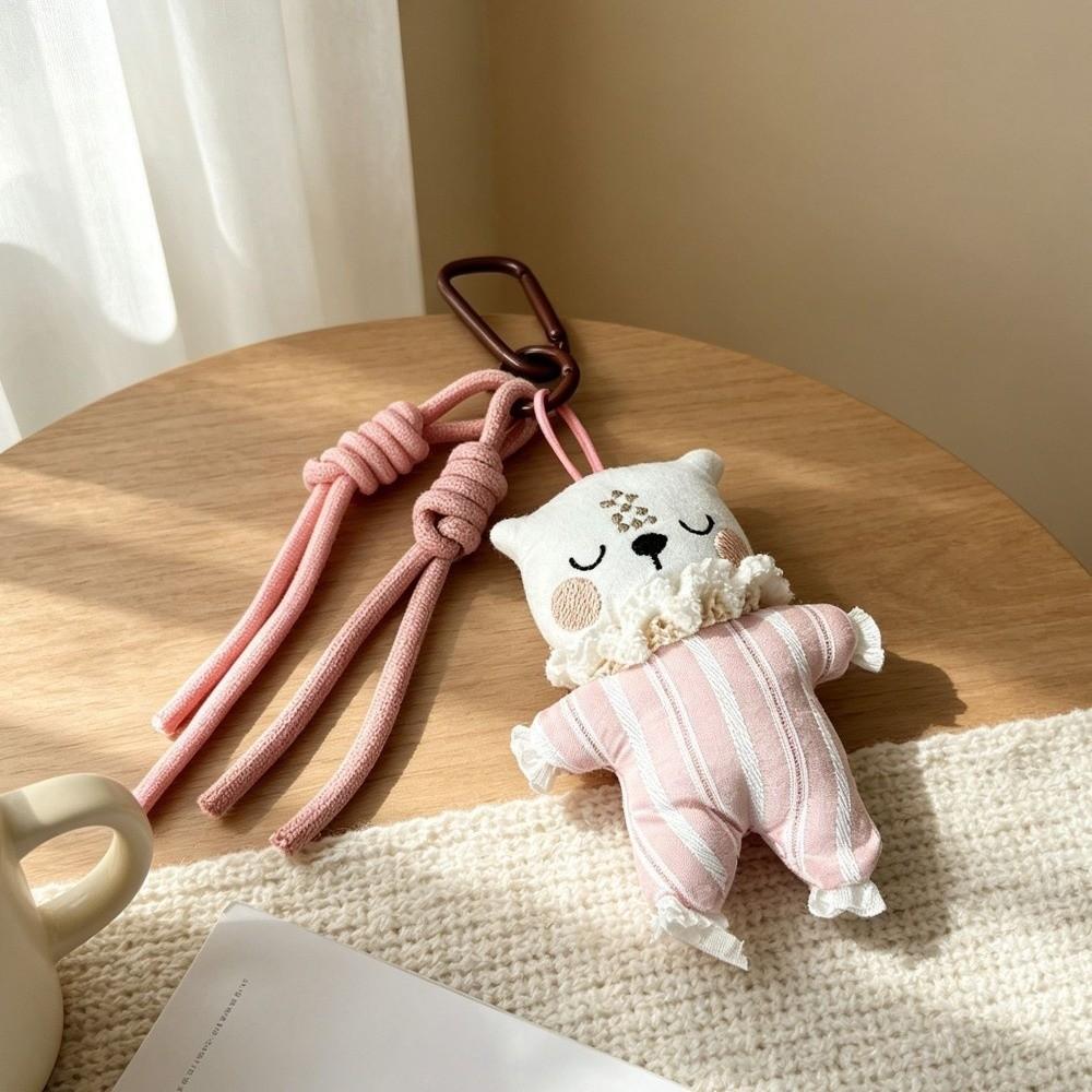 Polyester Plush Pendant Soft Texture Backpack Charm Vintage Cloth Animal Keychain Gift