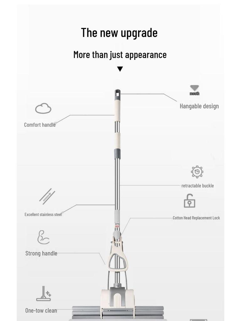 2025 Безручный Большой Напольный Швабра-Моп из Нержавеющей Стали с PVA Впитывающим Покрытием