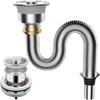 FlexiFlow Stainless Steel Kitchen Sink Drain Kit   Durable Flexible Drain Pipe with 3.5 Inch Odor Resistant Sink Strainer  Length: 60cm/23.5in