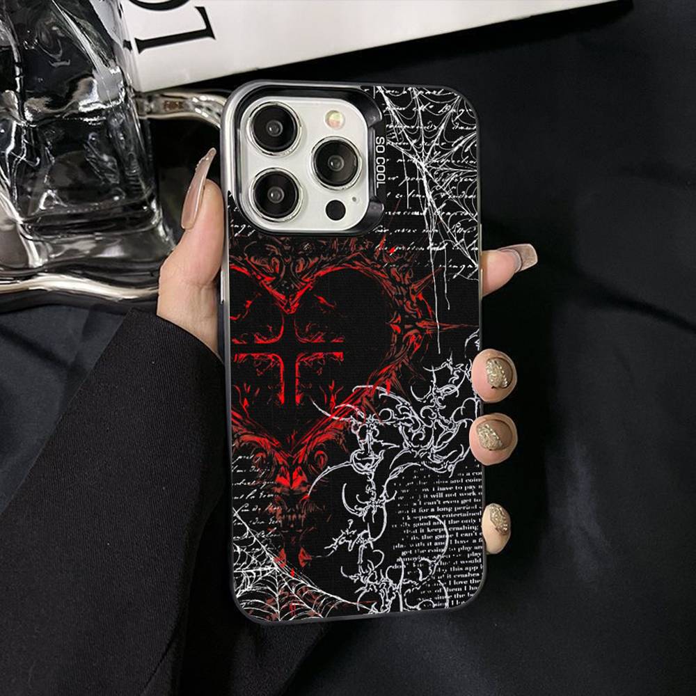 Готический Кибер Сигил Крест Чехол для Телефона Для iPhone 17 Air 16 15 14 11 12 13 Pro Max Plus X XR XS Цветной Серебряный Жесткий Чехол