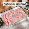 Rainbow Theme Crystal Velvet Floor Rug Personalized Custom Name Text Warm Carpet Home Decoration