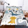 Cartoon Animal Pattern Bedding Set Dinosaur Print Quilt Cover Pillowcase Kid Teenager Single Bed Bedding Gift