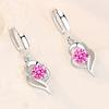 925 Sterling Silver  Woman Fashion Jewelry High Quality Blue Pink White Purple Crystal ZirconSelling Earrings