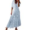 Women Summer Dress A-line Big Hem Bohemian Style Half Sleeves Tassel V