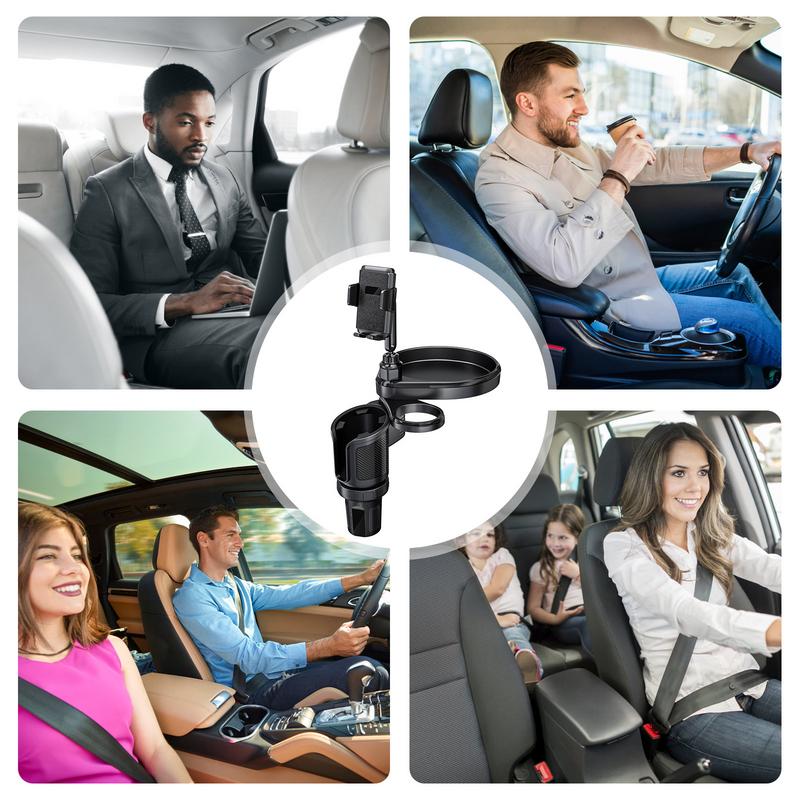 Автомобильный держатель для напитков, держатель для телефона, автомобильный подстаканник, держатель для телефона с подносом для еды, многофункциональные автомобильные аксессуары, черный органайзер для стакана