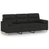 Vidaxl 3-Osobowa Sofa Z Poduszkami, Czarna, 180 Cm, Tkanina