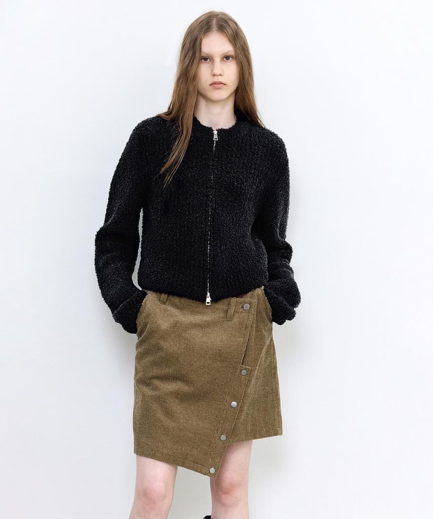 Insilence Woman Corduroy Asymmetrical Skirt Ash Brown