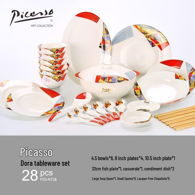 PIMIO Dora 28-Piece Ceramic Dinnerware Set