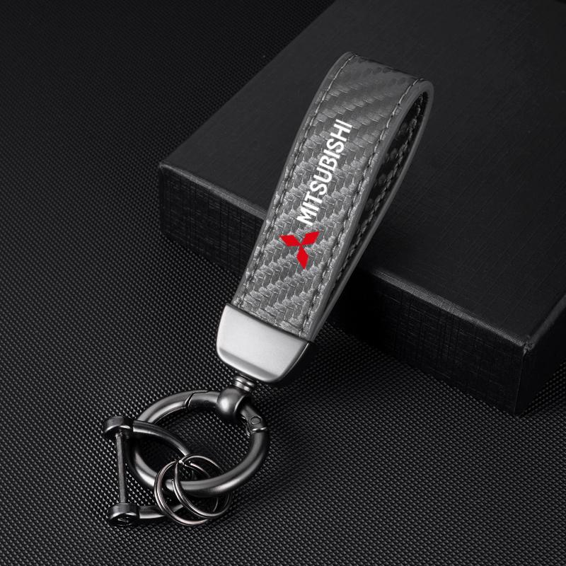 wszm6 Fashion Leather KeyChain Horseshoe Buckle Key Ring Car Key Rings for Mitsubishi Pajero Sport Outlander ASX Lancer Eclipse Cross