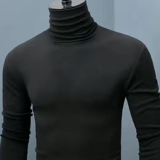 Men Turtleneck Top Long Sleeve Base Shirt Slim Fit Pullover Casual Warm Tee for Fall Winter Daily Wear Home Office