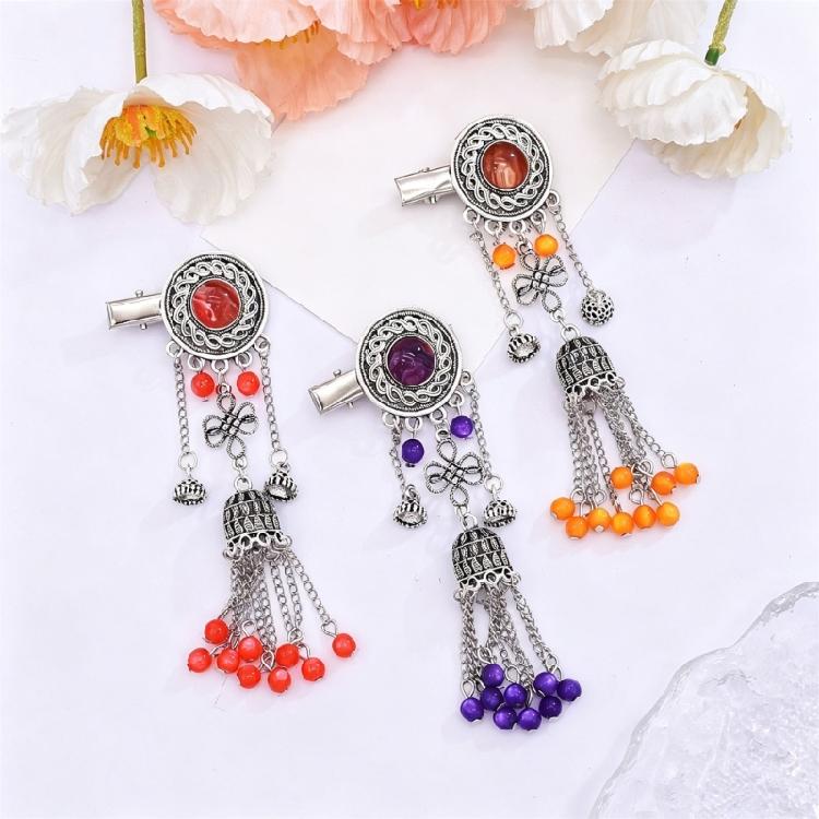 Экзотическая заколка для волос Боковая заколка с кисточками Для женщин Казахские стили Аксессуар для укладки волос для официального мероприятия Аксессуар для костюма