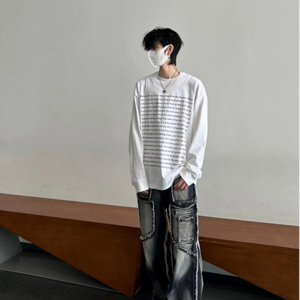Autumn And Winter Sweater Men'S Trendy Brand American High Street Long-Sleeved T-Shirt Oversized And Stacked With Bottoming Shirt