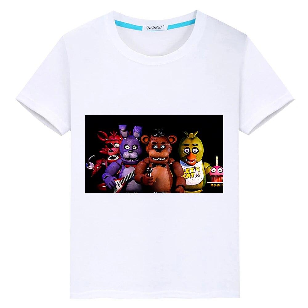 Футболка из 100% хлопка Bear Rabbit Game Kawaii, повседневные футболки с аниме для мальчиков y2k, цельные короткие топы с принтом FNAF, летняя детская одежда для девочек