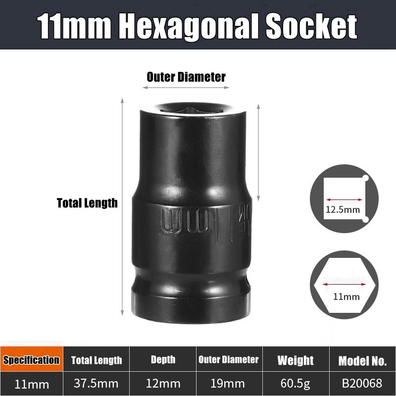 Набор глубоких ударных головок 1/2" Привод Метрический ключ Черная головка Глубокая ударная головка Пневматическая головка Инструменты для снятия шин