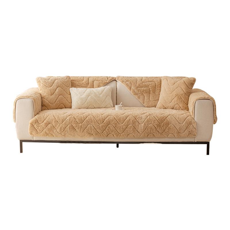 Winter Plush Sofa Cushion Thickened Non-slip High-grade Leather Sofa Cover Cover Autumn and Winter Light Luxury Style Simple Sitting Cushions