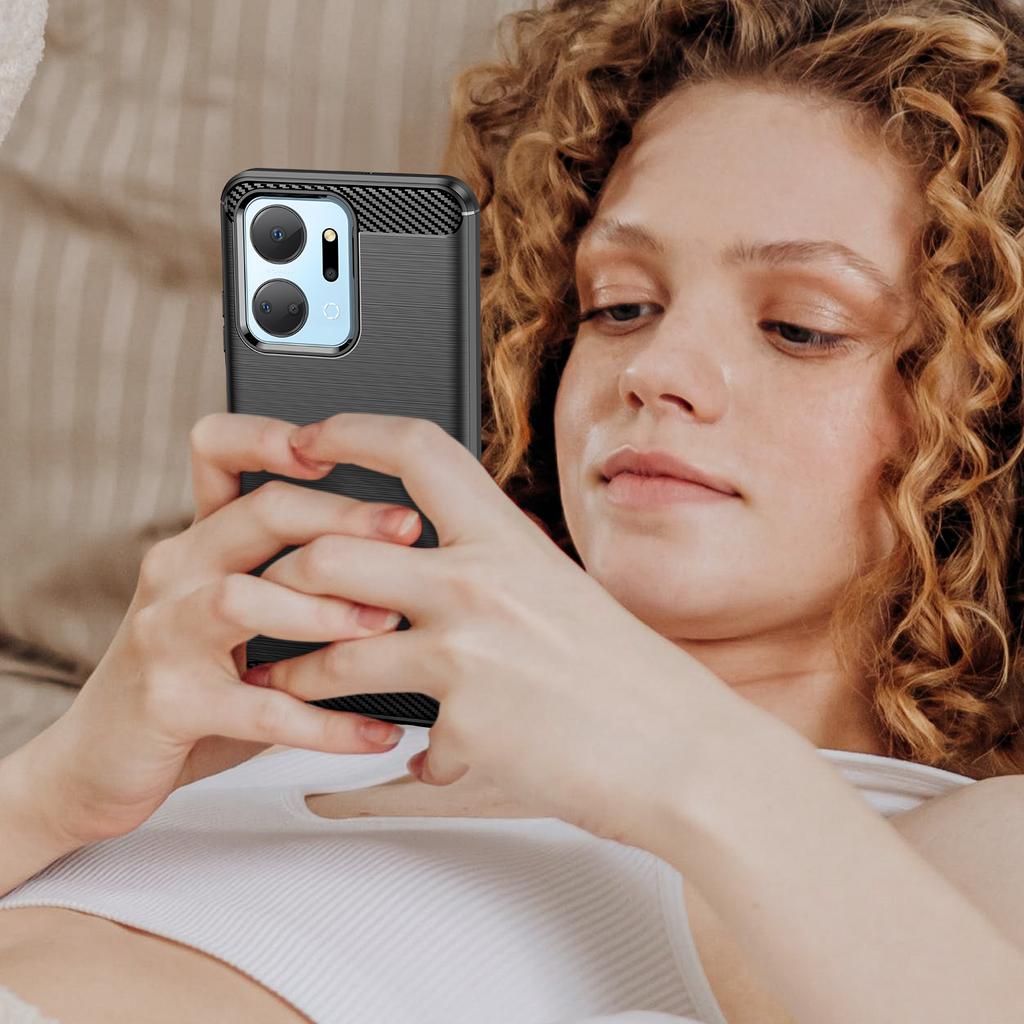 Для Honor X7a 5G Мягкий чехол для телефона из ТПУ Матовый защитный чехол из углеродного волокна с текстурой