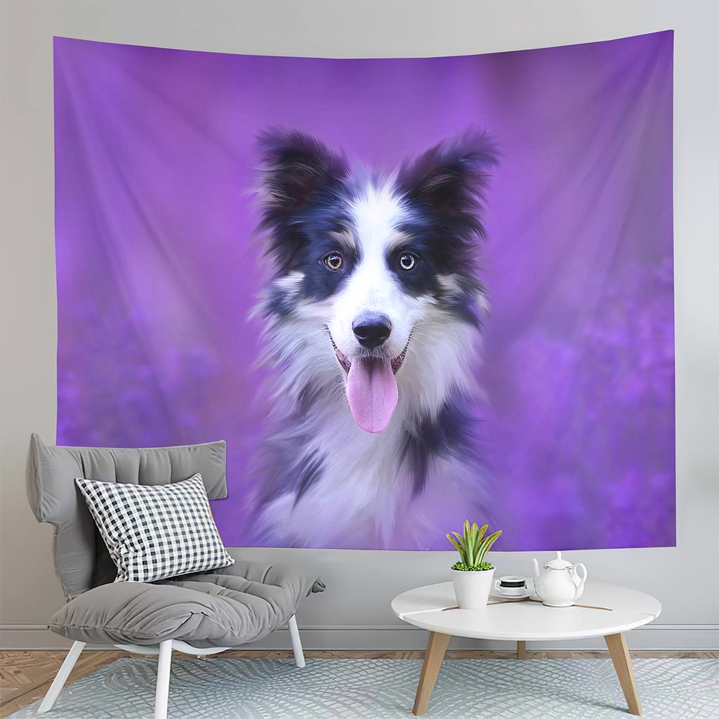 Бордер-колли Гобелен Забор Пастбища Гобелен Очаровательное Животное Гобелен Творчество Искусство Гобелены Дом Гостиная Спальня Общежитие