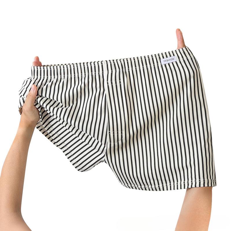 Женские полосатые шорты-боксеры 2025 года, летние шорты с эластичной резинкой на талии, свободные шорты для мальчиков, милые шорты для сна, спортивные штаны