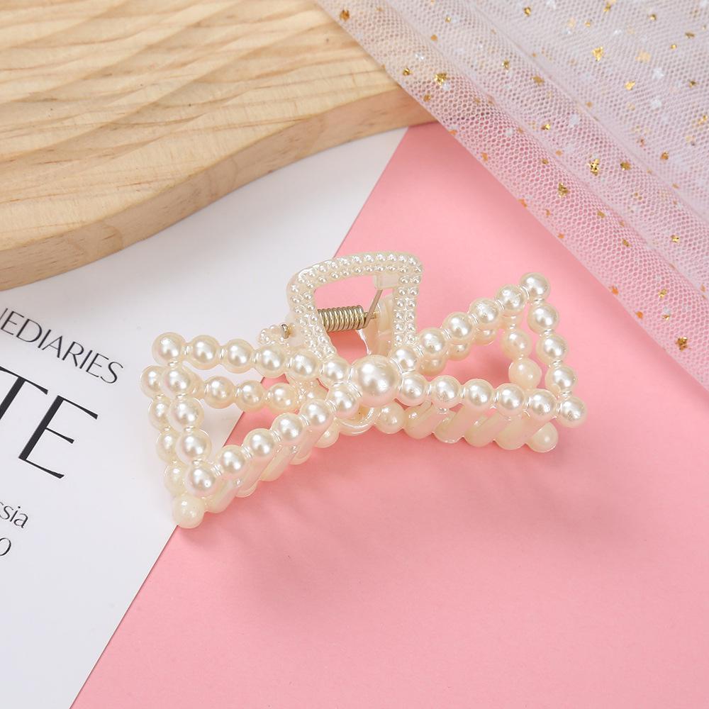 Корейская заколка для волос с бантом из жемчуга и геометрической акулой - простая и универсальная заколка для волос